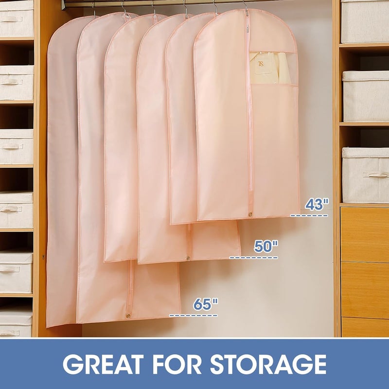 Perber 65'' Dress Bags for Gowns, 4 Pack Pink Garment Bags for Hanging Clothes, Dress Garment Bag Women, Long Dress Cover for Coats, Dresses, Uniforms - Image 5